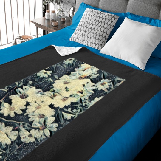Discover Nostalgic White Flowers Classic Baby Blankets
