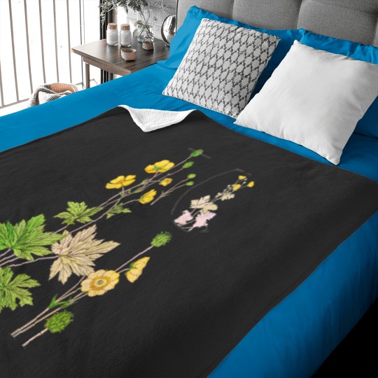 Discover Vintages Yellow Flowers and Leaves Classic Baby Blankets
