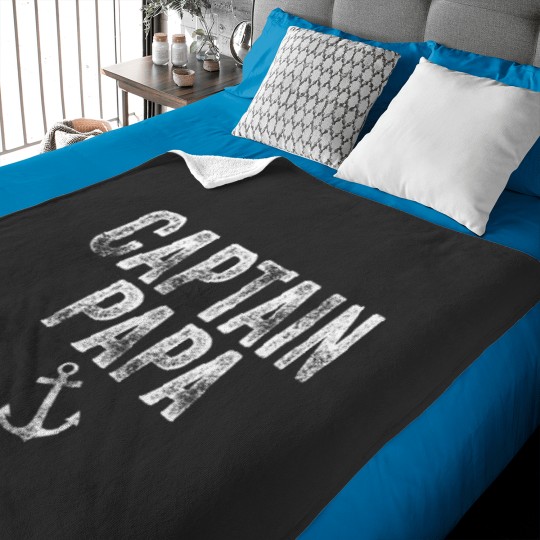 Discover Captain Papa Pontoon Lake Sailor Fishing Boating Boat Funny Baby Blankets