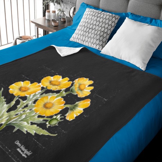 Discover Yellow Corn Marigold Botanical Style Classic Baby Blankets