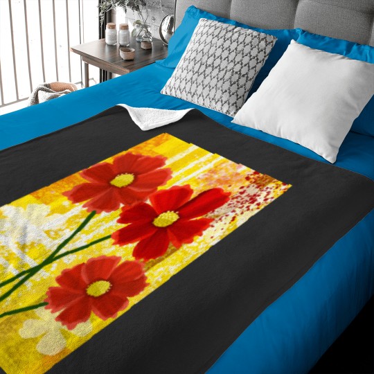 Discover Red Flowers Classic Baby Blankets