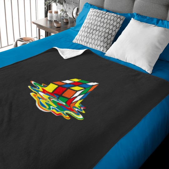 Discover Creative Melting Rubiks Cube Artwork Melting Rubiks Essentialss Baby Blankets