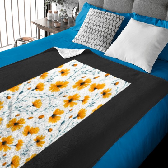 Discover Yellow floral seamless pattern Classic Baby Blankets