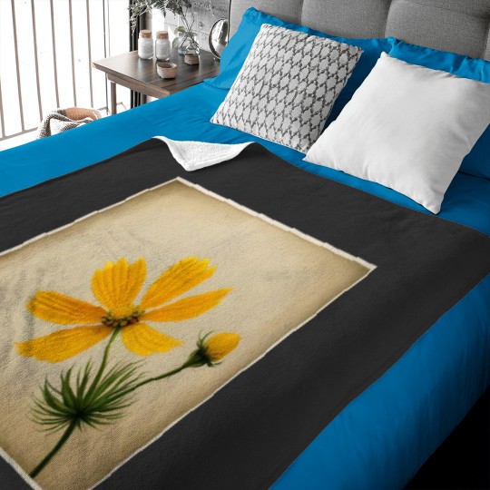 Discover yellow cosmos flowers framed Classic Baby Blankets