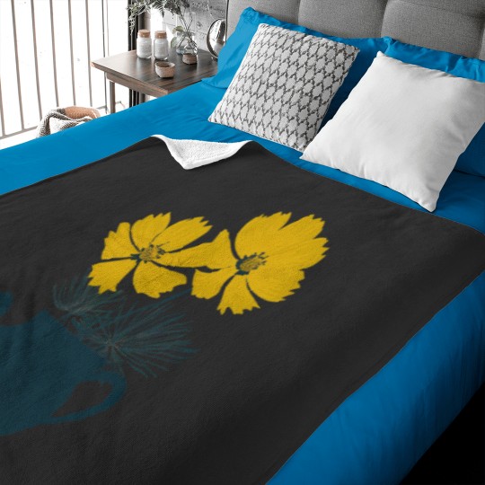 Discover Vintages Yellow Cosmos Flowers Classic Baby Blankets