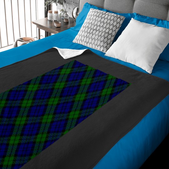 Discover Black Watch Blue, Green, and Black TartanDiagonal Plaid Graphic Baby Blankets