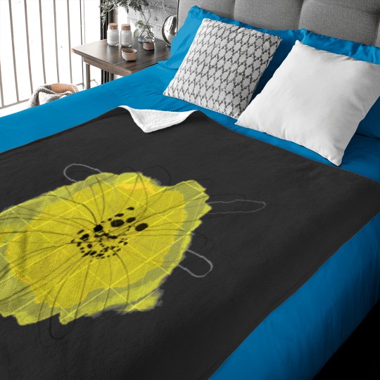 Discover Sunny Yellow Flower Abstract Art Pattern Classic Baby Blankets