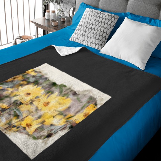 Discover Watercolour of Yellow Rudbeckia flowers  Classic Baby Blankets