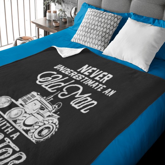 Discover Never Underestimate An Old Man With A Tractor Funny Farmer Baby Blankets