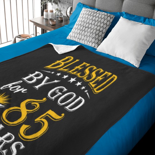 Discover Vintagess Blessed by God for 85 years Happy 85th Birthday Baby Blankets