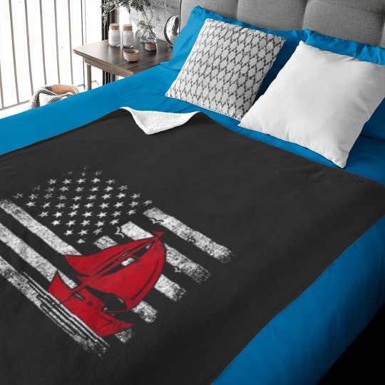 Discover Womens Vintagess Sailboat Sailor USA Patriotic American Flag Sailing VNeck Baby Blankets