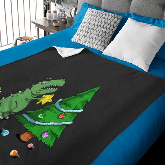 Discover Struggle Is Real Dinosaur Christmas Tree Star Baby Blankets