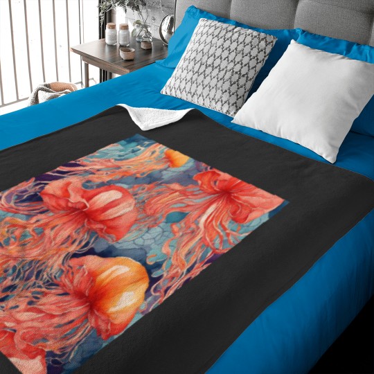 Discover Watercolor Jellyfish Baby Blankets