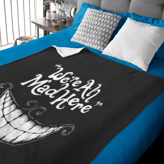 Discover Were All Mad Here White Essential Baby Blankets