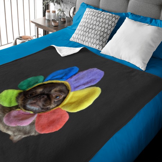 Discover Chilli The Pug flower hat Baby Blankets