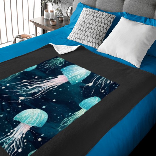 Discover Watercolor Jellyfish Seamless Patterns Baby Blankets