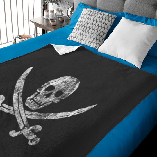 Discover Vintages Pirate Skull Jolly Roger Flags Pullover Baby Blankets
