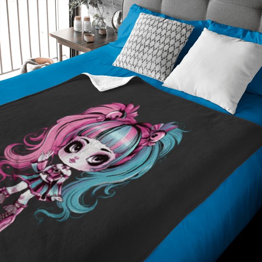 Discover Pink and Blue Hair Anime Girl Wearing Platform Shoes Baby Blankets
