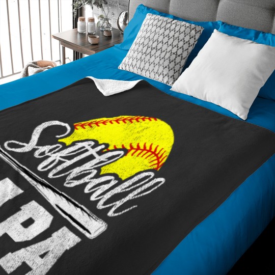 Discover Softball Papa Softball Player Game Day Fathers Day Gift Baby Blankets