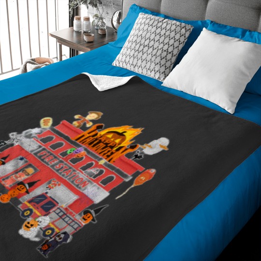 Discover Firefighter Halloween - Firee station Happy Halloween Baby Blankets