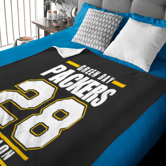 Discover Greeen Bay Packers Aj Dillon 28  Players Baby Blankets