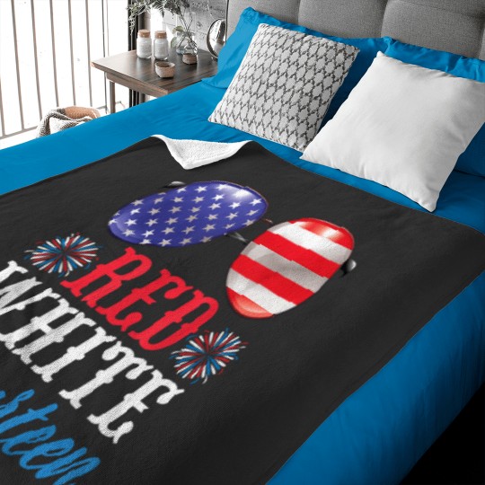 Discover Fireworks US Glasses Red White amp Fourteen Years Old Birthday Baby Blankets