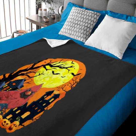 Discover Cardinal Bird With Pumpkins Funny Scary Halloween Party Long Sleeve Baby Blankets