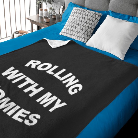 Discover Rolling With My Homies Funny Quote Fitted Baby Blankets
