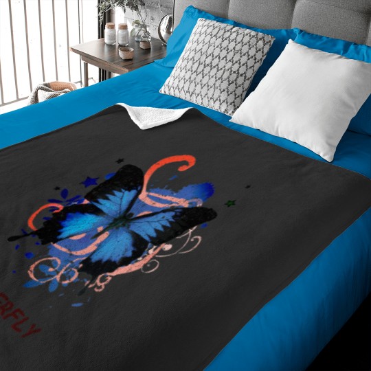 Discover Blue and black colors Butterflygraphic art Baby Blankets