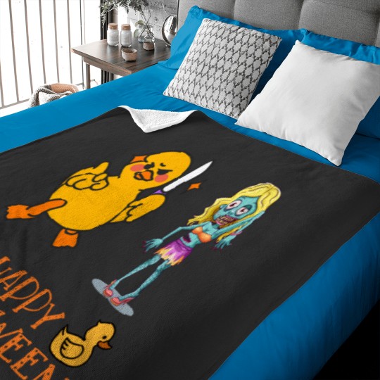 Discover Killer Rubber Duck fighting Zombie Girl Baby Blankets