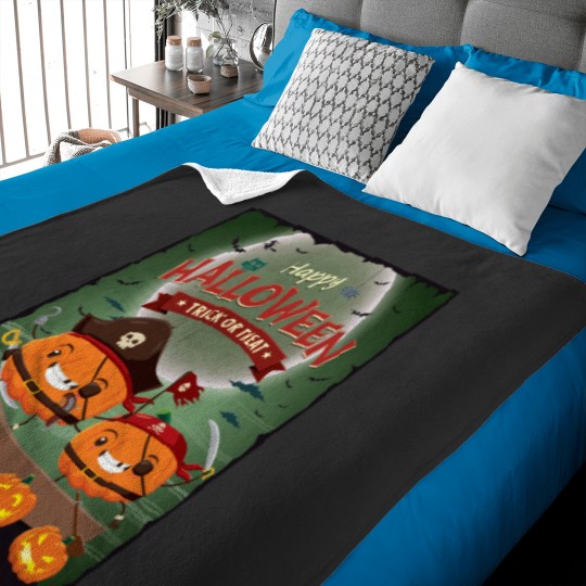 Discover cute pumpkin plays the role of a pirate Baby Blankets