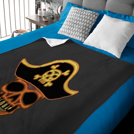 Discover Pirate Skull Halloween Metallic Baby Blankets