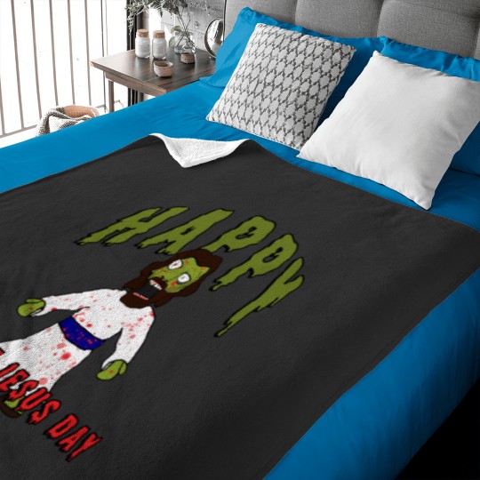 Discover Creepy Zombie Jesus wants BRAINS! Happy Zombie Jesus Day! Funny Horror creepy zombie jesus Baby Blankets