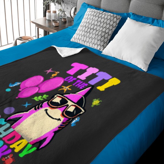 Discover Titi of the Birthday Shark Matching Family Party Baby Blankets