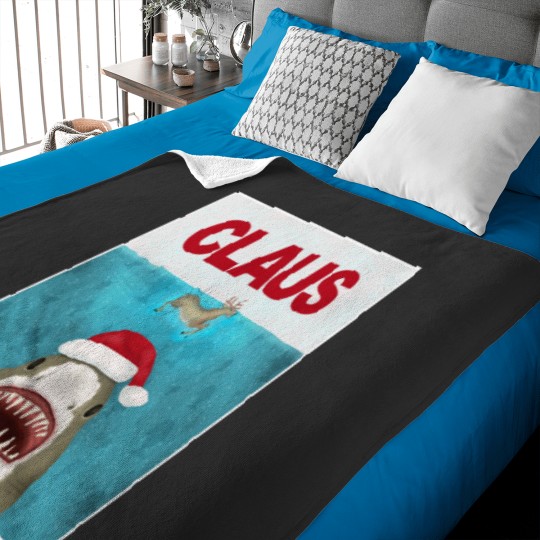 Discover Funny Christmas Santa Claus Shark Reindeer Humor Baby Blankets