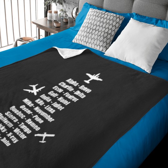 Discover Pilot Phonetic Alphabet Military Cadet Airplanes Baby Blankets