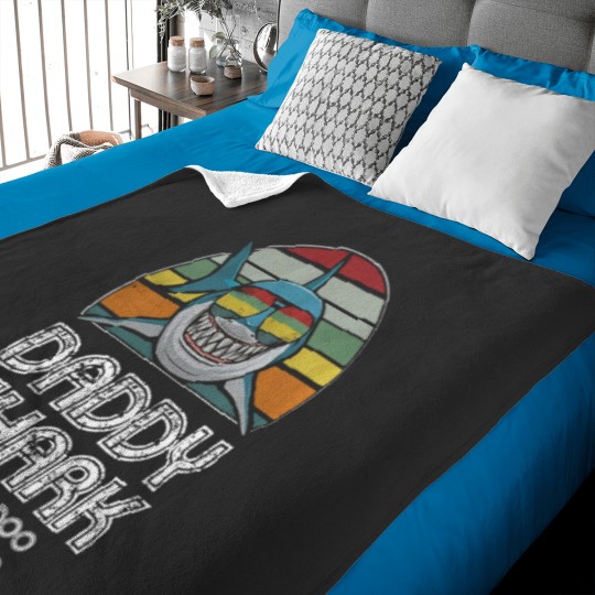 Discover Daddy Shark Retro - For Dark Print Baby Blankets
