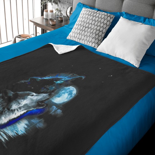 Discover Wolf Moon Howling Graphic Baby Blanket
