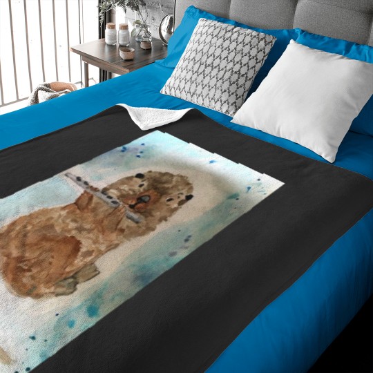 Discover Watercolor Otter Playing the Flute Baby Blankets