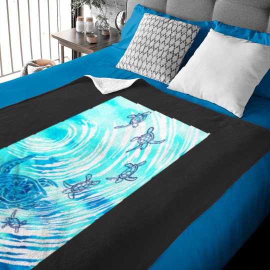 Discover Hawaiian - Polynesian Watercolor Ohana Honu(1) Baby Blankets