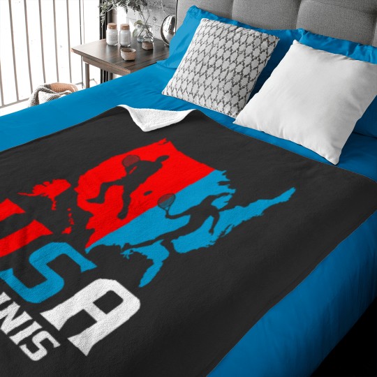 Discover USA Tennis Independence Day American Flag Racket Sports Baby Blankets