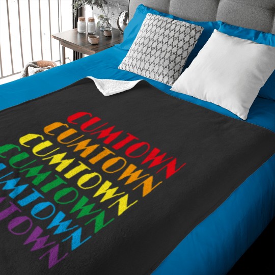 Discover Cum Town in Rainbow Colors Baby Blankets
