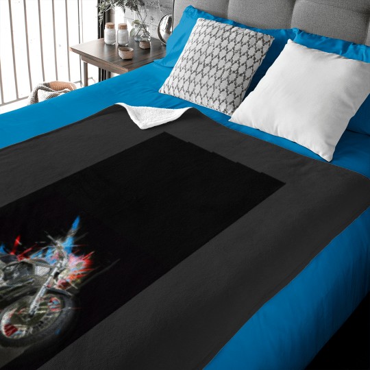 Discover Chrome motorcycle with colorful abstract element on black background Graphic Baby Blankets