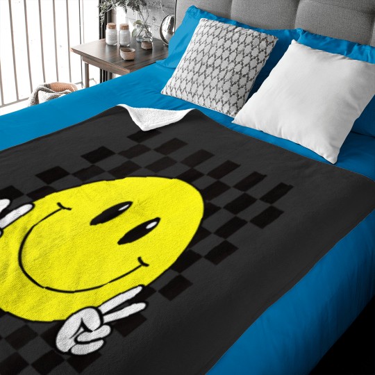 Discover Yellow Smile Face Cute Checkered Peace Smiling happy facess Tank Top Baby Blankets