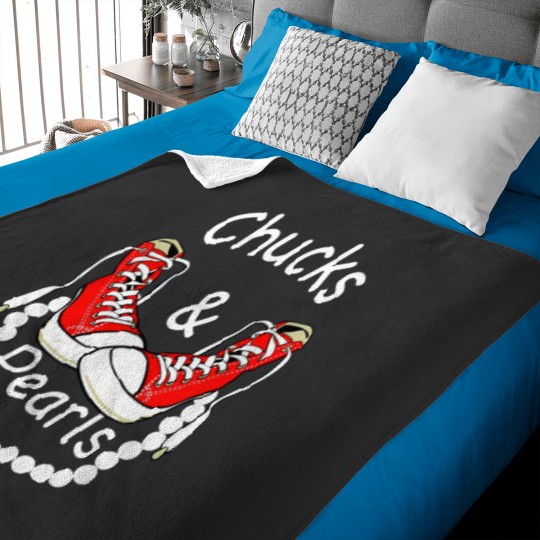 Discover Chucks And Pearls Black Funny Baby Blankets
