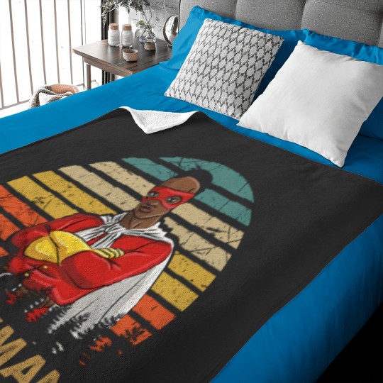 Discover Graphic super hero back man Baby Blankets