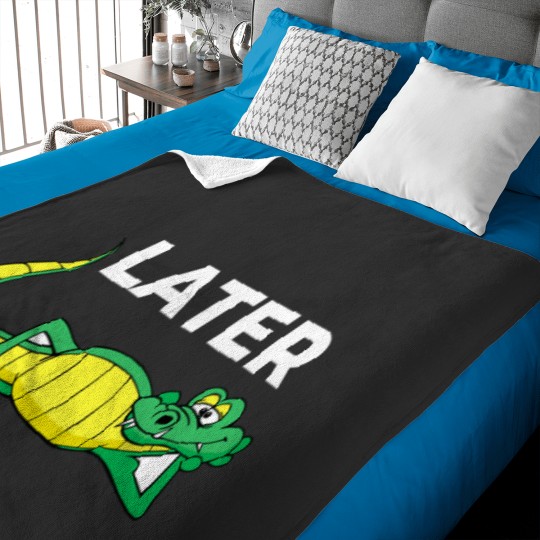 Discover Later Gator With Cute Smiling Alligator Saying Goodbye Baby Blankets