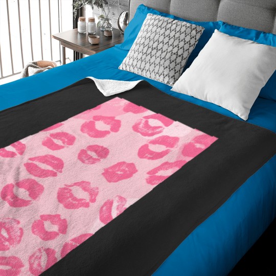 Discover Pink Lipstick Kisses Print 1102 Baby Blankets