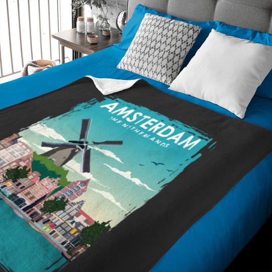 Discover Amsterdam Travel Baby Blankets