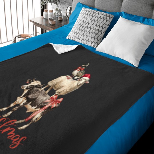 Discover Christmas farm Baby Blankets